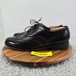 Florsheim Mens 9.5E Burgundy Leather Business Wingtip Brogue Oxford Dress Shoe